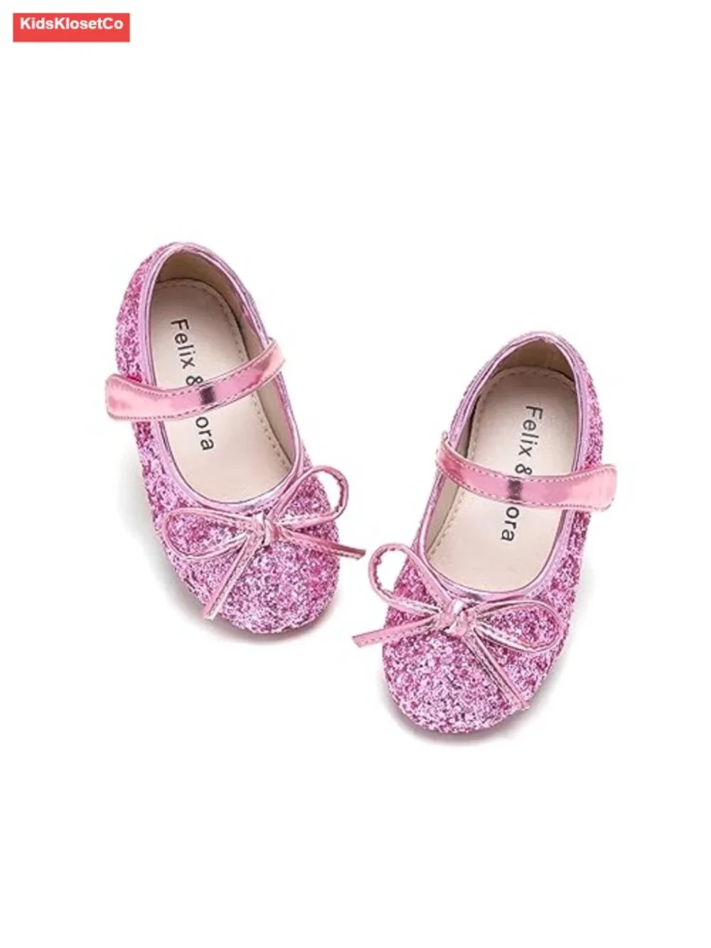 Toddler Flower Girl Ballet Flats with Bowknot, Flexible Rubber Sole, Lightweight